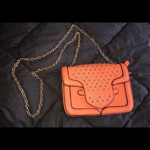 Gorgeous highlighter orange studded bag!